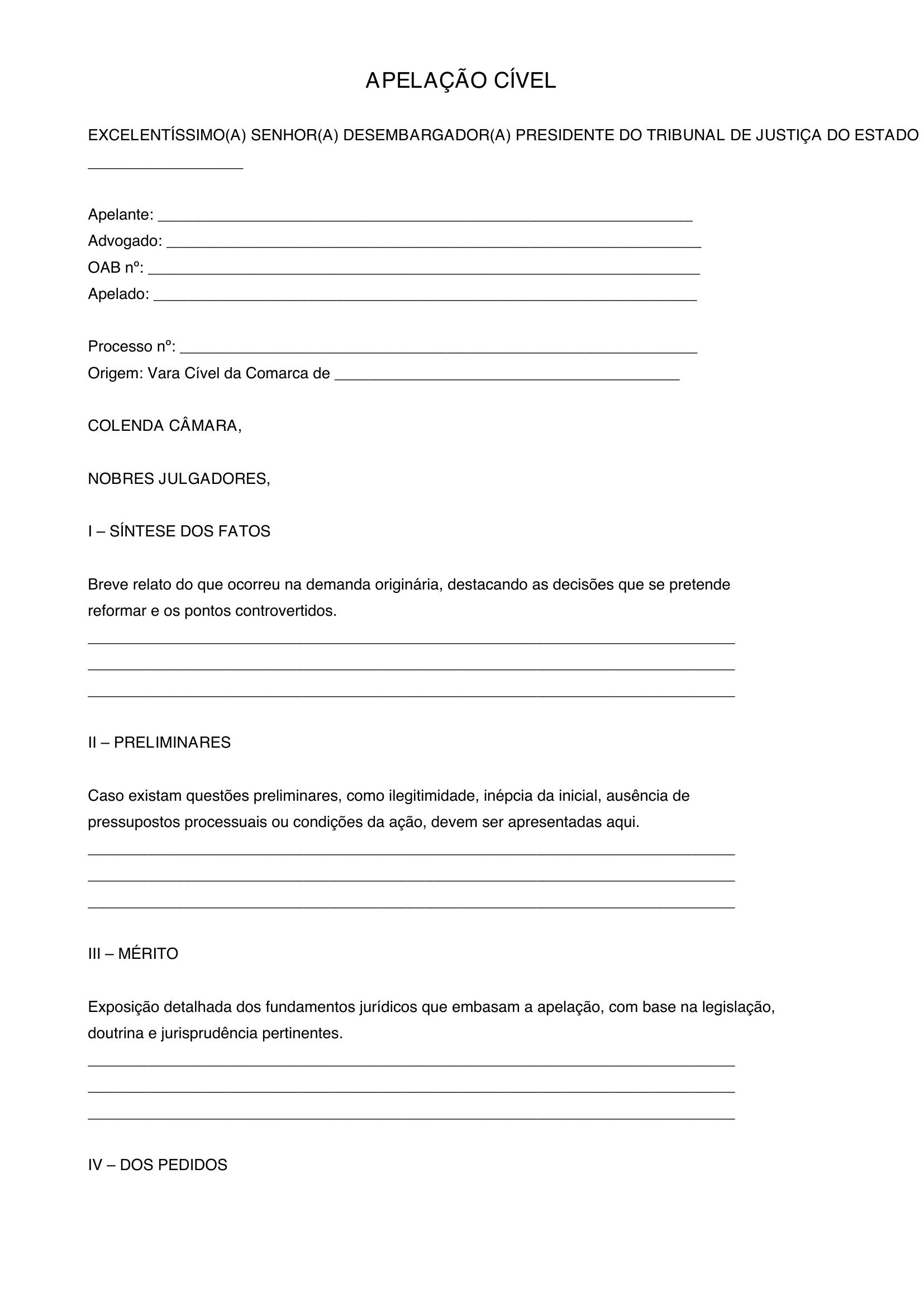 Modelo De Apelação Civel