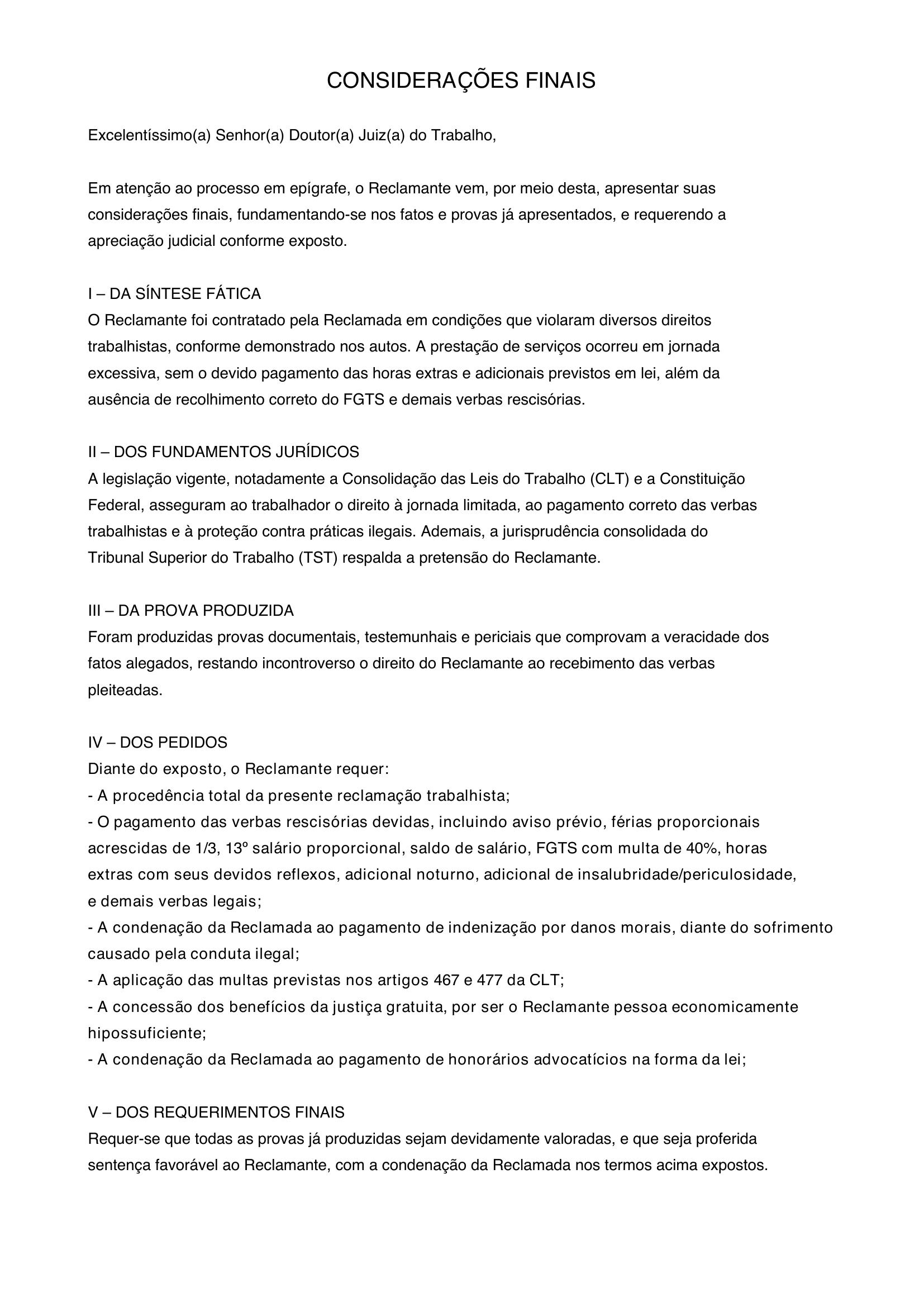 Modelo De Considerações Finais