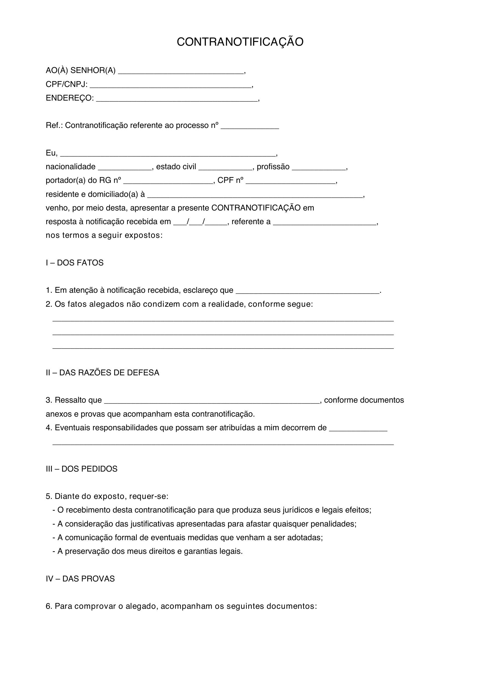 Modelo De Contranotificação