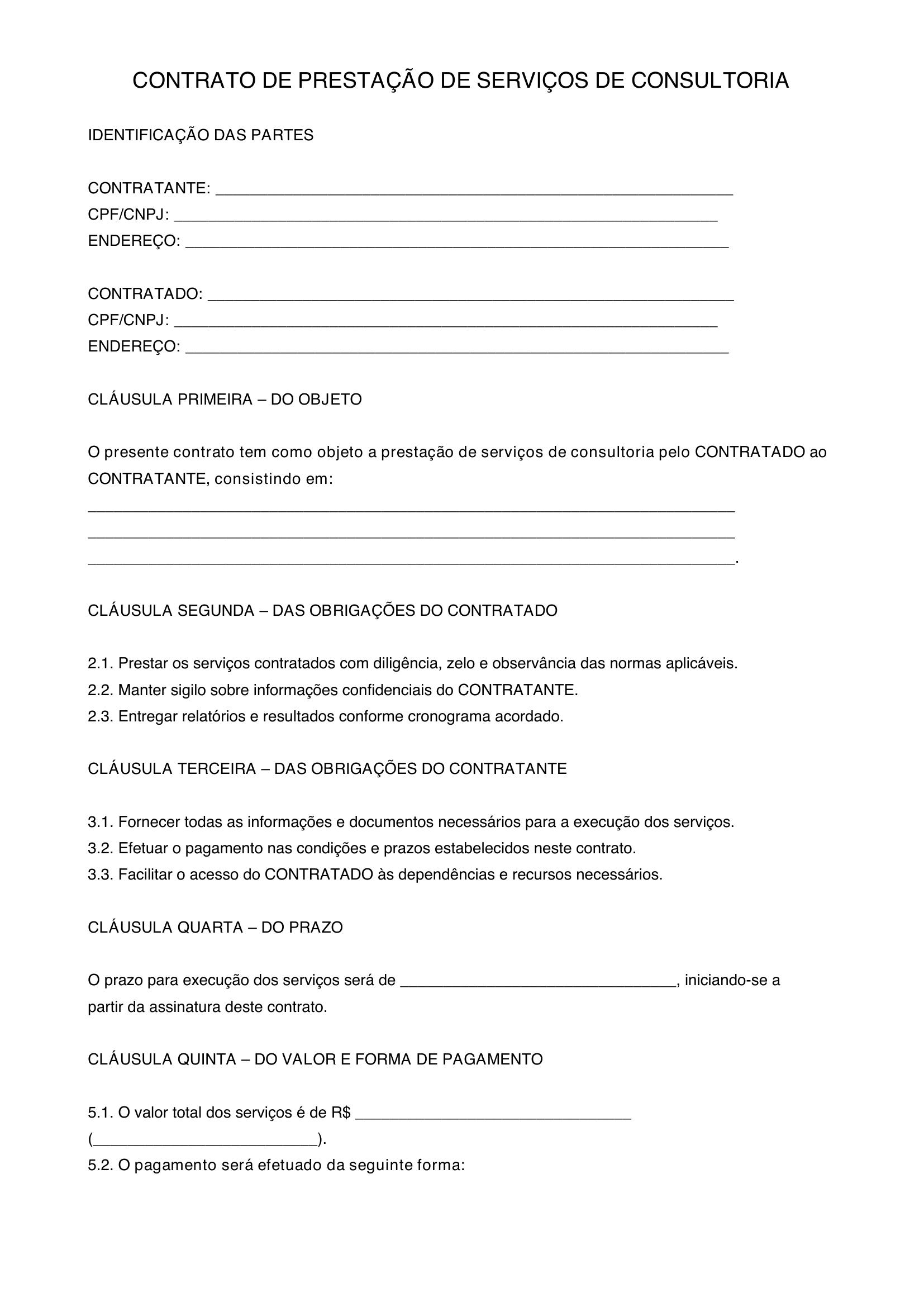 Modelo De Contrato De Consultoria