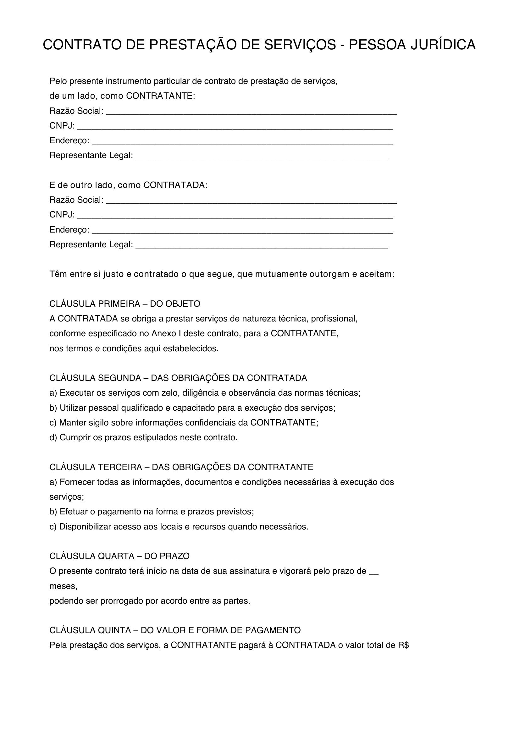 Modelo De Contrato Pj