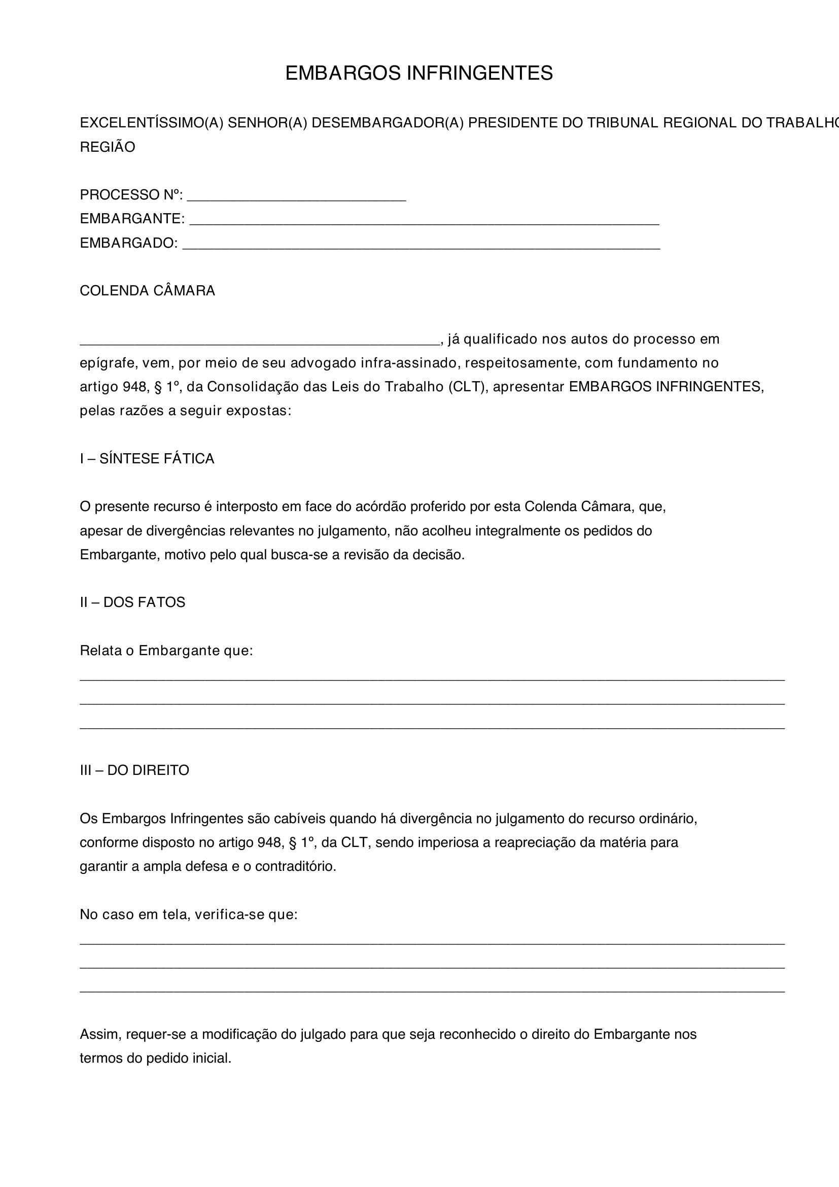 Embargos Infringentes Cpp Modelo