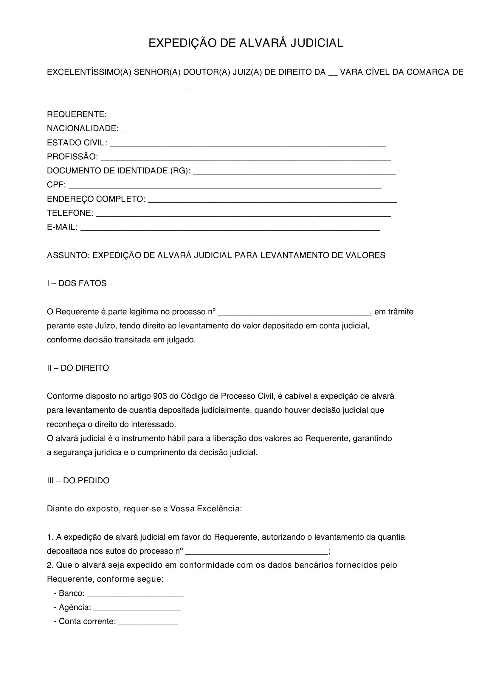Modelo De Expedição De Alvara