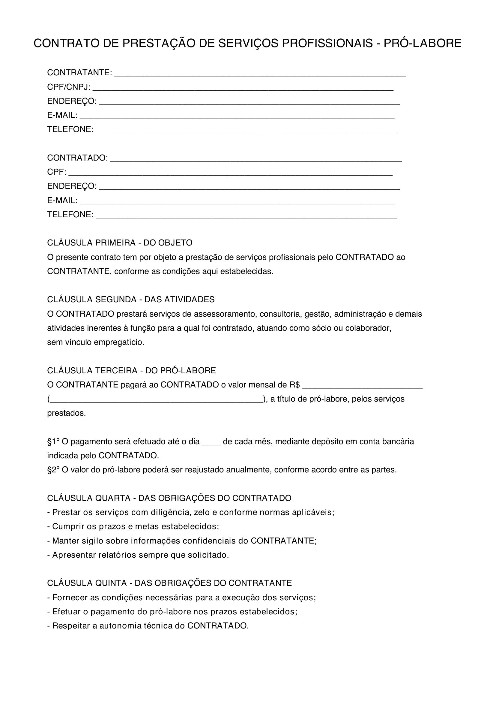 Modelo De Pro Labore